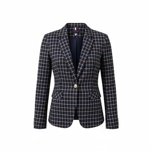 Tommy Hilfiger THFlex Slim Fit Plaid Blazer – Navy/Yellow Windowpane –16